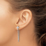 Sterling Silver Cross Pendant Necklace and Dangle Earring Set with Cubic Zirconia, Modern Faith Design