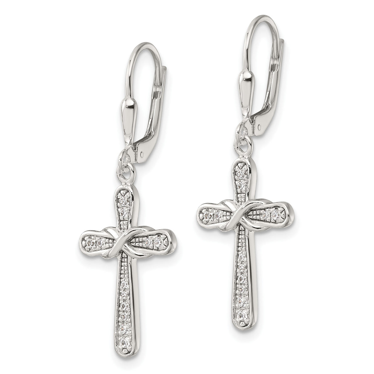 Sterling Silver Infinity Cross Pendant with Cubic Zirconia, Modern Spiritual Design