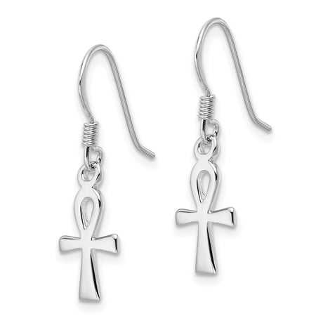Sterling Silver Cross Pendant with Gold Ankh Design, Modern Egyptian Spiritual Jewelry