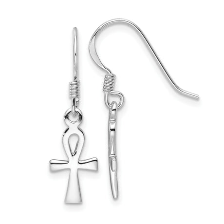Sterling Silver Cross Pendant with Gold Ankh Design, Modern Egyptian Spiritual Jewelry
