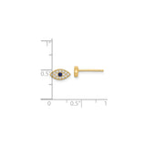 Gold Plated Evil Eye Stud Earrings With Blue Center Stone