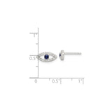 Sterling Silver Evil Eye Stud Earrings With Blue Gem Center