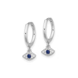 Sterling Silver Evil Eye Hoop Earrings Blue Center Stone