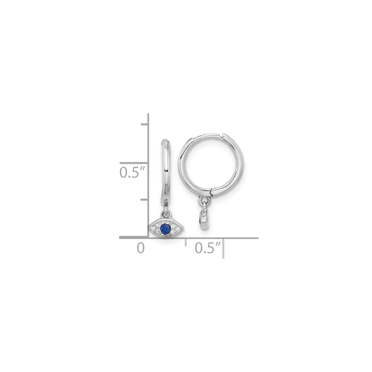 Sterling Silver Evil Eye Hoop Earrings Blue Center Stone