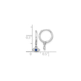 Sterling Silver Evil Eye Hoop Earrings Blue Center Stone