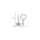 Sterling Silver Evil Eye Hoop Earrings With Blue Stone