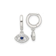 Sterling Silver Hoop Earrings with Evil Eye Charm for Women featuring Blue Center Stone, Clear Crystal Accents, Dangle Design, Spiritual Talisman Jewelry, Lucky Protection Symbol, Mediterranean Style