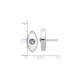 Sterling Silver Evil Eye Marquise Stud Pearl Blue Crystal