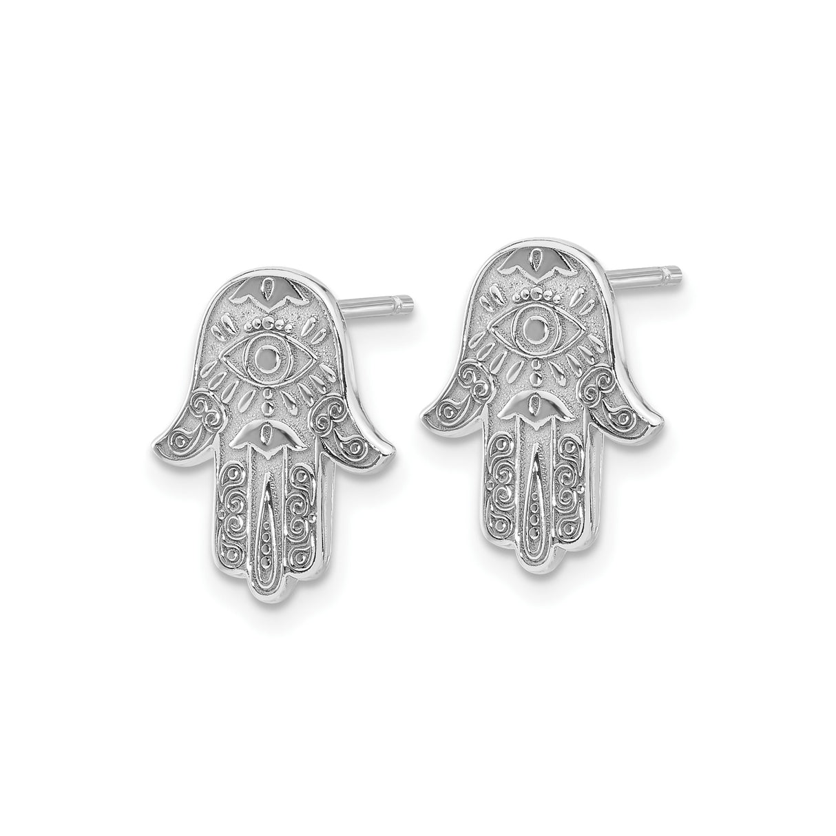 Sterling Silver Hamsa Hand Stud Earrings Evil Eye Symbol