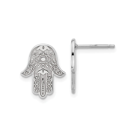 Sterling Silver Hamsa Hand Stud Earrings for Women with Eye Symbol Detailing, Evil Eye Protection Jewelry, Boho Talisman Silver Studs, Cultural Spiritual Earrings, Middle Eastern Design