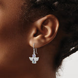 Sterling Silver Angel Dangle Earrings with Abalone Inlay, Spiritual Protection Jewelry for Women