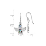 Sterling Silver Angel Dangle Earrings with Abalone Inlay, Spiritual Protection Jewelry for Women