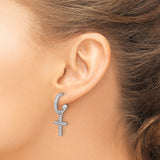 Sterling Silver Dangle Cross Earrings with Cubic Zirconia, Minimalist Faith Style