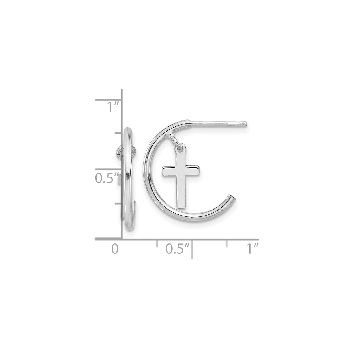 Sterling Silver Dangle Cross Earrings with Polished Finish and Angular Faith-Inspired Design