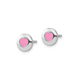 Sterling Silver Heart Stud Earrings, Pink Design, Lightweight Romantic Style for Women and Girls