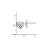 Sterling Silver Heart Stud Earrings with Colorful Enamel Flower Design