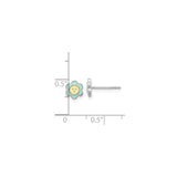 Sterling Silver Flower Stud Earrings with Mint Green and Yellow Enamel, Button Style for Girls