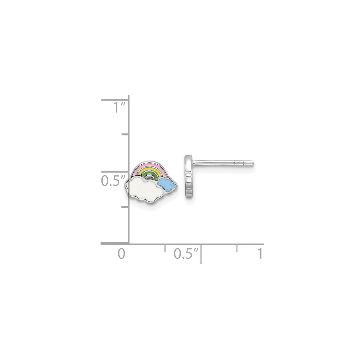 Sterling Silver Rainbow Cloud Stud Earrings with Colorful Enamel Design, Whimsical Style