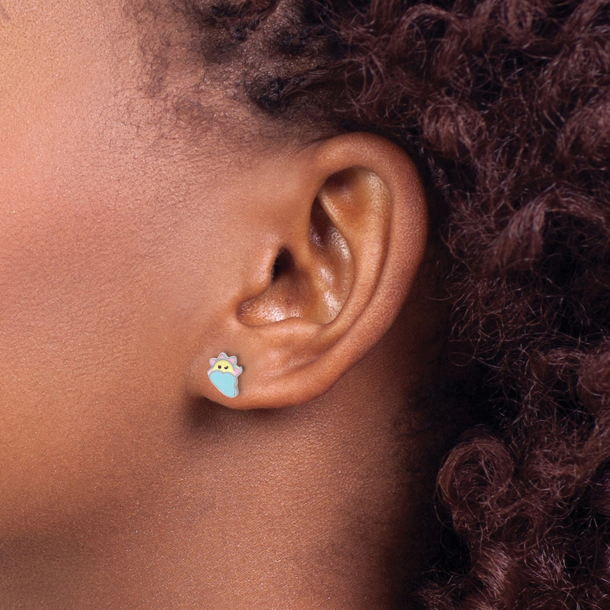 Sterling Silver Sun Cloud Enamel Stud Earrings For Girls