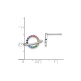Sterling Silver Planet Stud Earrings with Multicolor Crystals, Orbit Galaxy Design