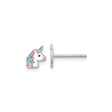 Sterling Silver Unicorn Stud Earrings with Colorful Enamel, Whimsical Fantasy Style