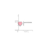 Sterling Silver Heart Shaped Stud Earrings with Pink Enamel Finish, Minimalist Style for Girls and Women