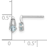 Sterling Silver Stud Earrings with Swiss Blue Topaz, V-Shaped Minimalist Design