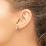 Sterling Silver Teardrop Stud Earrings With Round Garnet