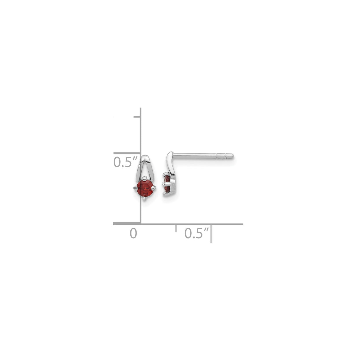 Sterling Silver Teardrop Stud Earrings With Round Garnet