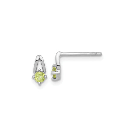 Sterling Silver Stud Earrings with Round Cut Peridot, Minimalist August Birthstone Jewelry