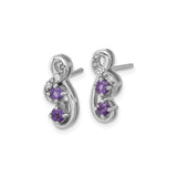 Sterling Silver Infinity Swirl Stud Earrings with Amethyst and Cubic Zirconia