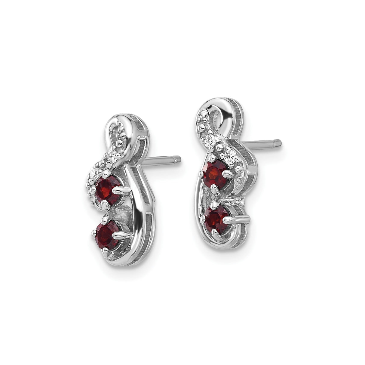Sterling Silver Infinity Stud Earrings with Garnet and Cubic Zirconia for Women