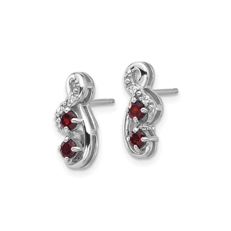Sterling Silver Infinity Stud Earrings with Garnet and Cubic Zirconia for Women