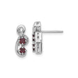 Sterling Silver Infinity Stud Earrings with Garnet and Cubic Zirconia for Women