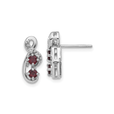 Sterling Silver Infinity Stud Earrings with Garnet and Cubic Zirconia for Women