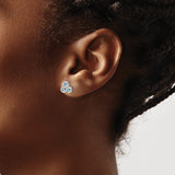 Sterling Silver Stud Earrings with Swiss Blue Topaz in Triangular Cluster Design