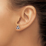 Sterling Silver Triangle Stud Earrings with Garnet Cluster Design, Minimalist Three Stone Style