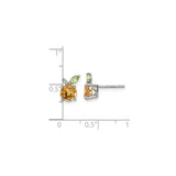 Sterling Silver Stud Earrings with Citrine and Peridot, Botanical Fruit Motif