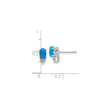 Sterling Silver Stud Earrings with Onyx and Lab Created Sapphire Accents, Classic Style for Women