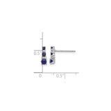 Sterling Silver Vertical Stud Earrings with Sapphire and CZ