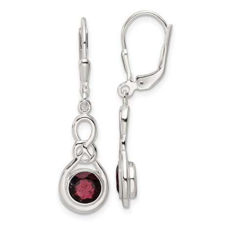 Sterling Silver Celtic Knot Dangle Earrings with Garnet and Infinity Design