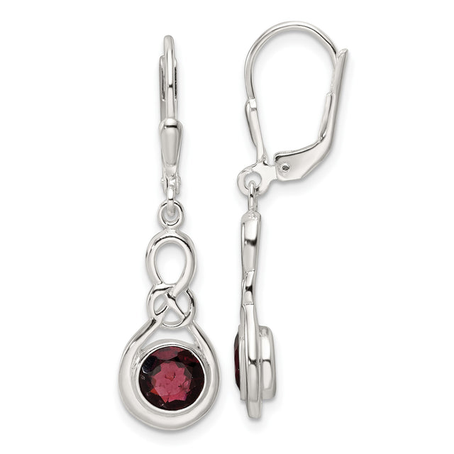 Sterling Silver Celtic Knot Dangle Earrings with Garnet and Infinity Design