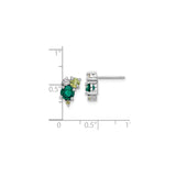 Sterling Silver Stud Earrings with Peridot and Lab Created Emerald Cluster Gems
