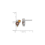 Sterling Silver Stud Earrings with Citrine, Smoky Quartz, and White Topaz Cluster