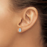 Sterling Silver Stud Earrings with Swiss Blue Topaz, Bezel Set, Figure Eight Design