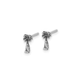 Sterling Silver Palm Tree Stud Earrings, Tropical Beach Theme Coastal Jewelry for Women