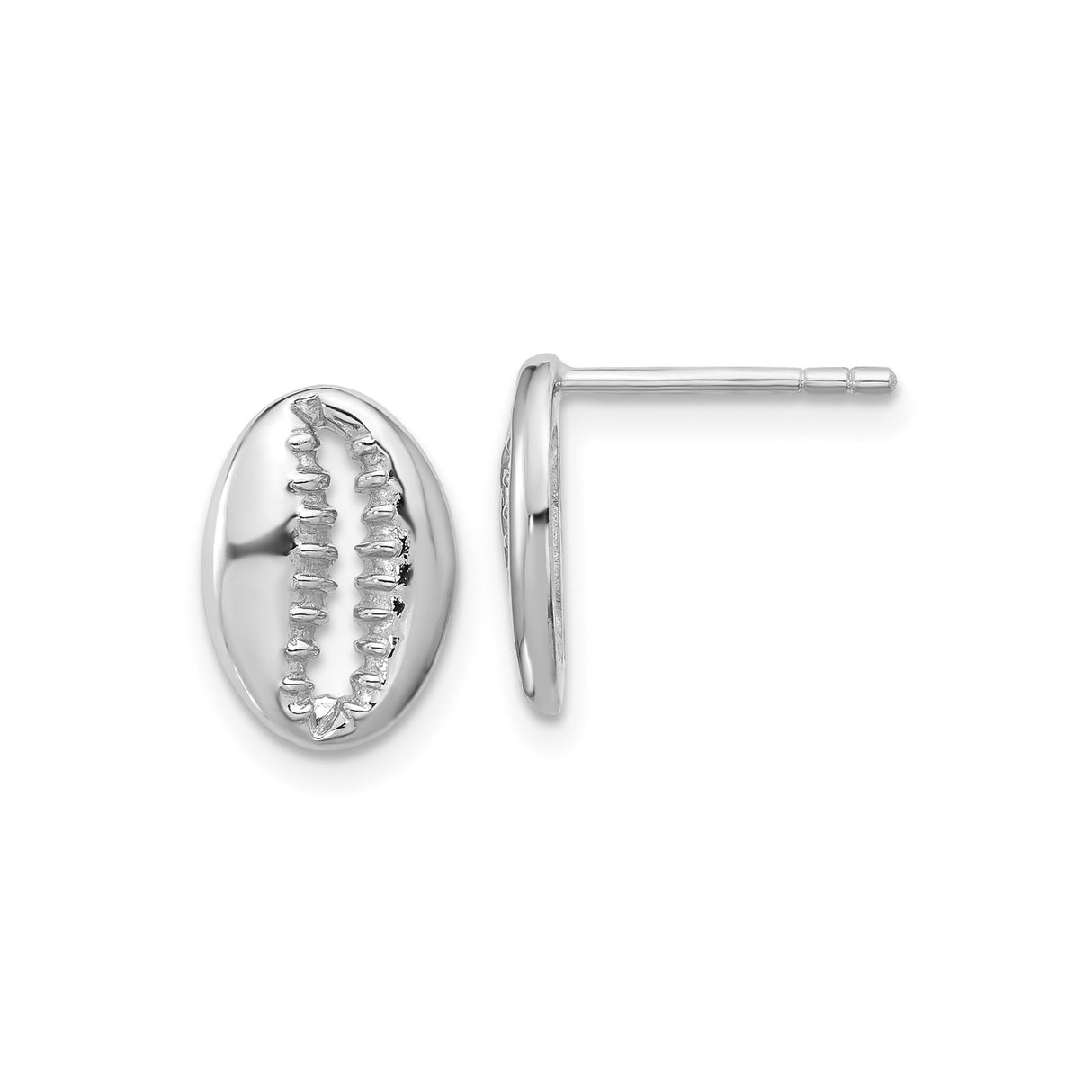 Sterling Silver Cowrie Shell Stud Earrings, Boho Beach Style, Nautical Design for Women