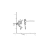 Sterling Silver Dolphin Stud Earrings with Cubic Zirconia, Ocean-Inspired Coastal Design