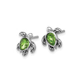 Sterling Silver Sea Turtle Stud Earrings with Mother of Pearl, Nautical Beach Theme