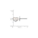Sterling Silver Heart Stud Earrings with Mother of Pearl Inlay, Romantic Minimalist Jewelry